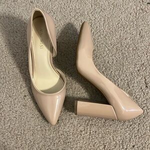 Nude patent leather heels